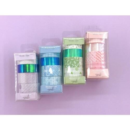 6pc Washi Tapes Pack Adhesive Laser Masking Tape Stationery Scrapbooking Deco Tape