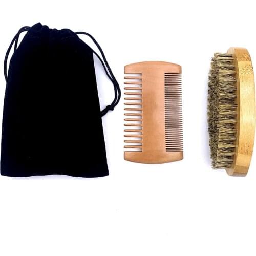 Natural Combs Beard Eco Friendly Shaving Brush Beard Comb Kit For Men Beard Mustache Repair Set Bristle Hair Professional