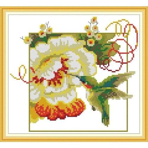 NKF Hummingbird Cross Stitch Kits 11CT 14CT Chinese Embroidery Needlework Set Cross Stitch Pattern for Home Decor