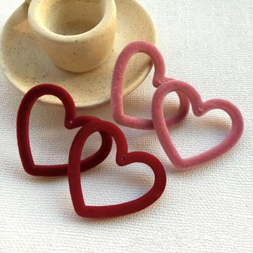 Newest 40pcs/lot color flocking cartoon hearts shape resin beads diy jewelry earring/garment/keychain accessory