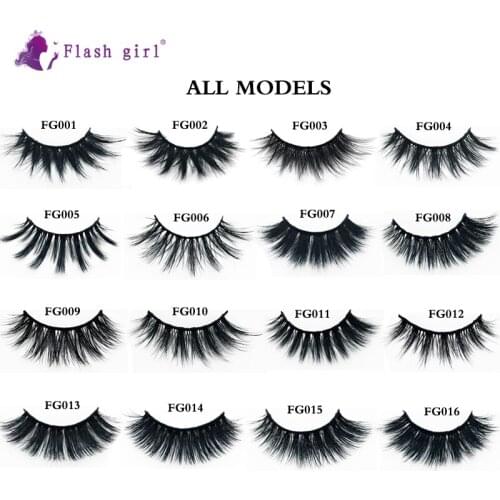 Flash Girl Newest Wholesale FG Series 16 Models 1 Pair 3D Mink Lashes Thick Natural False Eyelashes