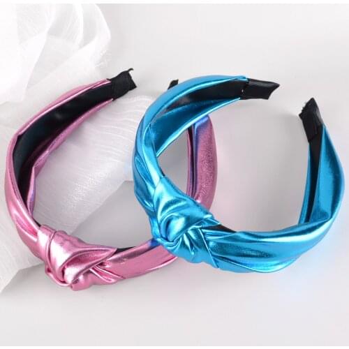 New Fashion PU Leather Headband For Women Top Knotted Girls Hair Band Female Hair Accessories Handmade Head Hoop