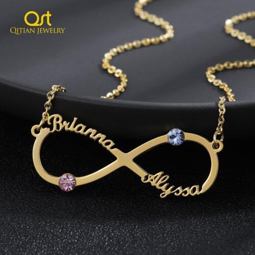 Personalized Infinity loop Name Necklace Birthstone Name Necklace Stainless Steel Nameplated Necklaces Custom Jewelry Gift Women