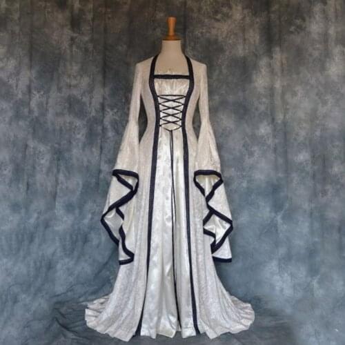 Medieval Vintage Dress Vampire Devil Bride Cosplay Renaissance Retro Princess Maxi Dress Party Gown Halloween Cotume for Woman