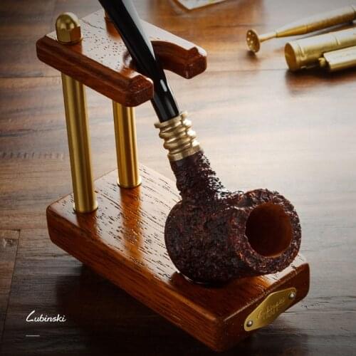 LUBINSKI Pineapple Lattice & Solid Wood Pipe Rack Tobacco Cigar Cigarette Pipe Tool For Pipes Smoking Office & Home Pipe Seat