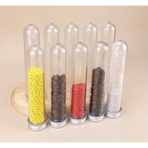 100pcs 70ML Empty Plastic Candy Bottle PET Clear Test Tube with Screw Aluminium Cap for Milk Tea SN3689