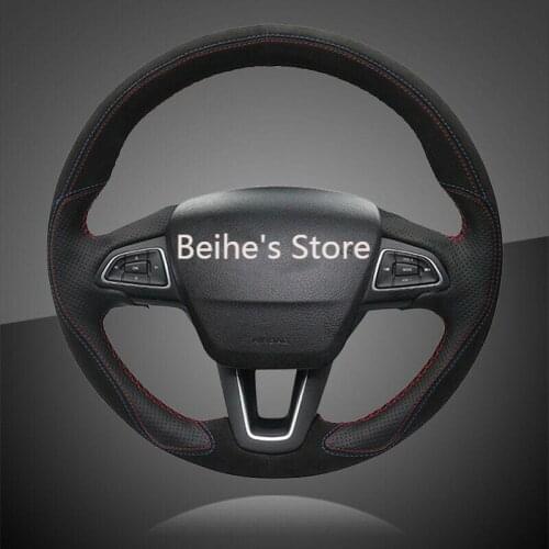 Car Hand Stitched Auto Braid On The Steering Wheel Cover for Ford Focus 2015-18
