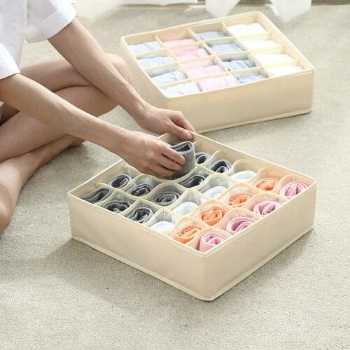 Simple Modern Storage Box Underwear Socks Bra Mesh Storage Box Multi-grid Collapsible Washable Finishing Box