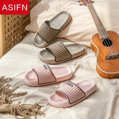 ASIFN New Fashion Slippers Women Mens Summer Home Bathroom Slides Female Couples House Floor Soft Bottom Spring Autumn Shoes