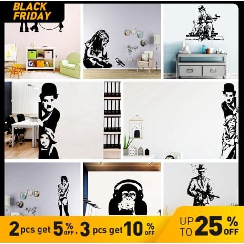 Creative Banksy Wall Art Decal Wall Stickers Vinyl Material For Home Decor Living Room Bedroom Mural Poster