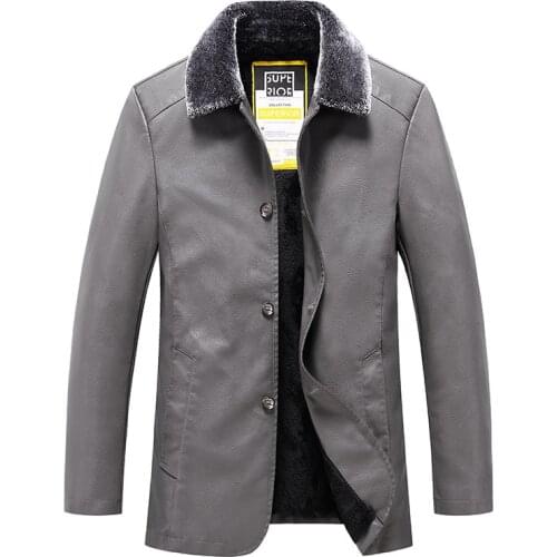 Spring Autumn Soft Good Quality Leather Jacket Brand Men Leather Jackets Winter Warm Fur Lined Overcoat Man Coat MY257