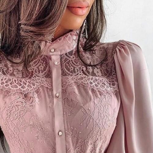 Womens Blouses and Tops 2020 Lantern Long Sleeve Black Tops Lace Ruffle Shirt Loose Ladies Harajuku Blouse Fashion Tops Female