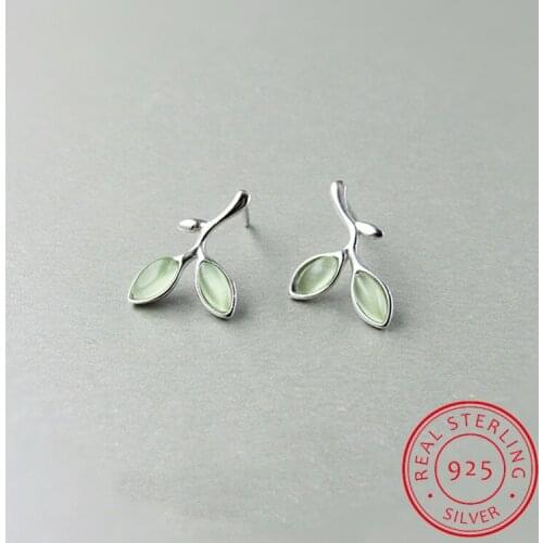 2018 Free Shipping Fashion Leaves Stud Earrings 925 Sterling Silver Stud Earrings Jewelry Pendientes Brincos