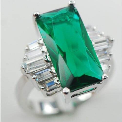 Simulated Emerald Fashion Women 925 Sterling Silver Ring F872 Size 6 7 8 9 10