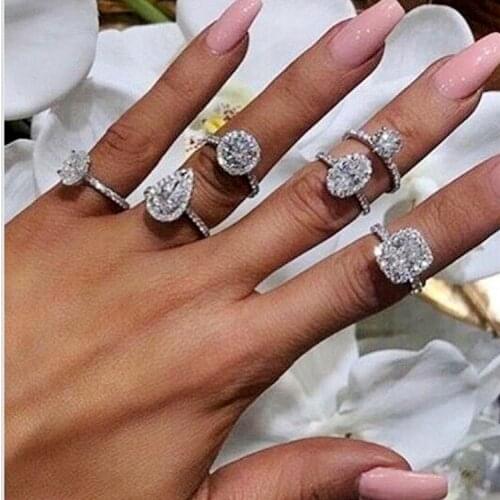 Lovers ring 100% 925 Sterling silver AAAAAA Zirconia Party Wedding Band Rings for women Engagement Diamond Finger Jewelry