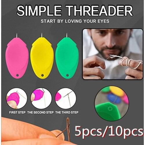 5PCS/10PCS 5 Colour Random Plastic Needlework Sewing Machine Convenient Manual Simple Thumb Needle Threader for Hand Easy Device