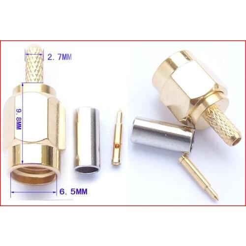 100PCS 3 sets SMA male PLUG Coaxial Connector for RG174 RG178 RG316 Cable