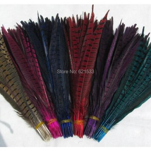100pcs/lot12-14"30-35cm Dyed Perfect Ringneck Pheasant Tail Feathers for Crafting Projects,Floral Decoration Or Home Decoration