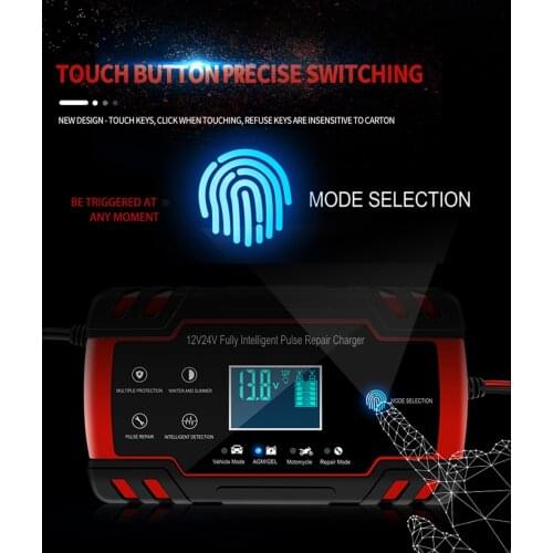 12V 24V Pulse Repairing Charger with LCD Display Motorcycle & Car Battery Charger AGM GEL WET Lead Acid Battery Charger