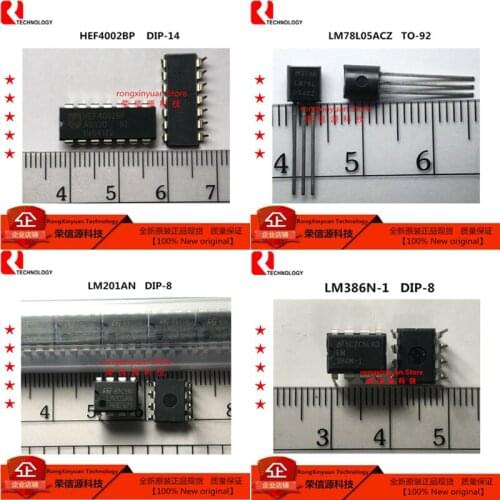 5 pcs HEF4002BP HEF4002 DIP-14 LM78L05ACZ LM78L05 78L05 TO-92 LM201AN LM201 DIP-8 LM386N-1 LM386N LM386 DIP-8 100% New original
