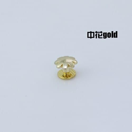 50pc SCREWBACK SPIKE Middle Flower leathercraft Gold