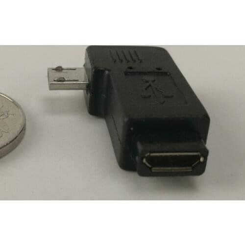 500pcs/lot Black 9mm Long Connector 90 Degree Right & Left Angled Micro USB 2.0 5Pin Male To Female M To F Extension Adapter