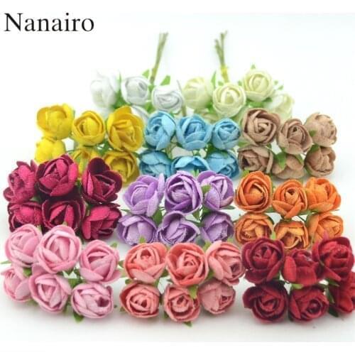 60pcs Silk Roses Artificial rose tea flowers Bouquet for Wedding Decoration DIY Wreath Gift Box Scrapbooking Craft Fake Flower