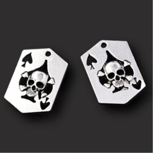 8pcs Silver Plated Divination Skeleton Playing Card Charm Punk Bracelet Necklace Pendant DIY Metal Jewelry Accessories 33*22mm