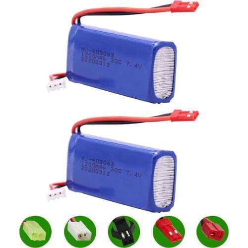 2PCS Battery For Yizhan X6 MJX X101 Wltoys V353 V353B V666 V262 A949 A969 A979 K929 V912 V915 RC Drone 7.4V 1200mAh lipo battery