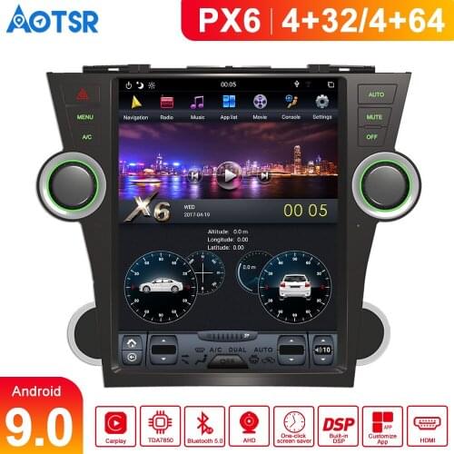 Android 9.0 4GB RAM Tesla style Car No DVD Player GPS Navigation For Toyota Highlander 2007-2013 auto headunit multimedia player