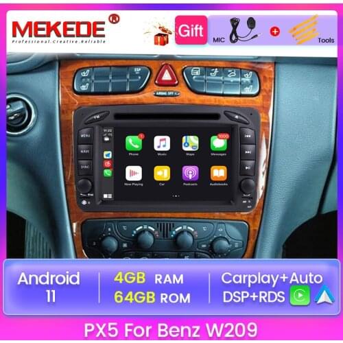 PX5 DSP RDS Android 11 4+64GB Car DVD Multimedia Player for Mercedes Benz CLK W209 W463 W208 GPS Navigation Carplay Auto WIFI BT