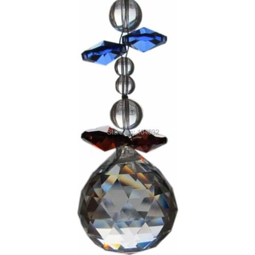 Crystal Chandelier Parts Feng Shui 40mm Crystal Ball&14mm Octagon Beads Healing Crystals Suncatcher Wedding Decoration, No#62-2