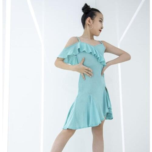 Girls Latin Sling Dress Professional Rumba Practice Clothing Modern Ballroom Dance Competition Dress Samba Tango Costume DWY5850