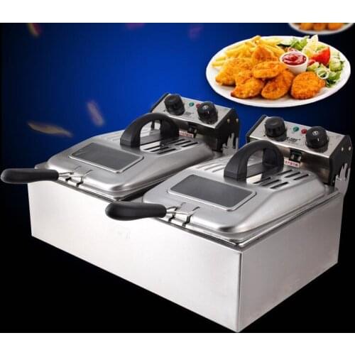 2.6L Electric Deep Fryer Large Capacity Timing Fry Pan Double Cylinder Stainless Steel Fried Machine SZ-6BX2