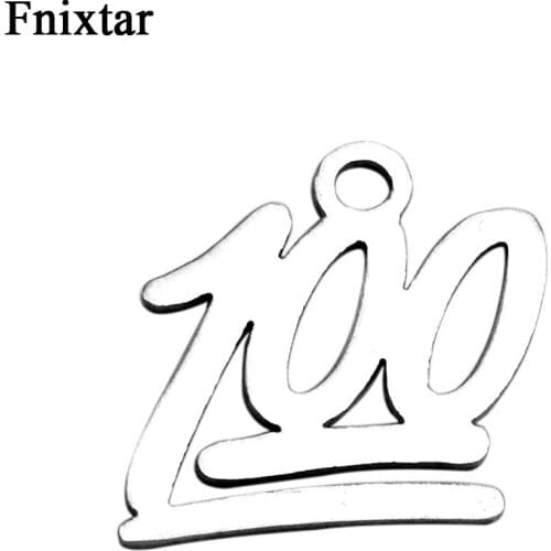 Fnixtar High Quality Digital Charms Stainless Steel Number 100 Charms Pendant For Women Bracelet Jewelry Making 20pcs/lot