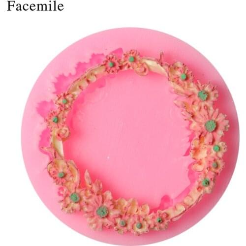 Sunflower Garland Silicone Mold Border Jewelry Wedding Fondant Cake Tools Stencil Cupcake Mold Decoration Mold for Baking