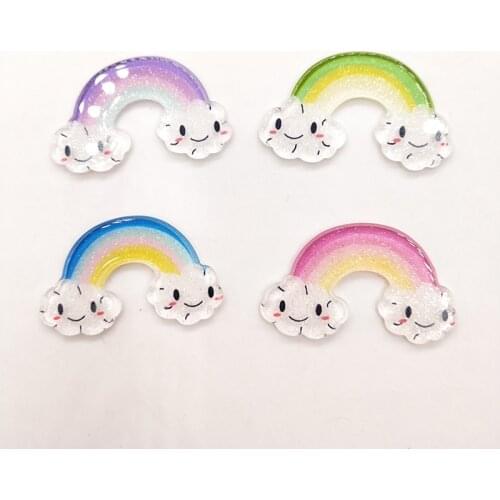 16pcs 3.5*2.4cm Sweet rainbow Acrylic Flatback Cabochon DIY Scrapbooking Decorative Craft Making 32mm*22mm