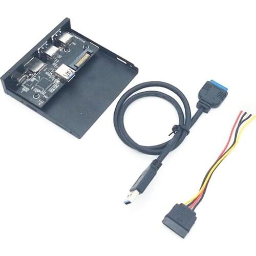 33S50-RTK 3 in 1 Card Reader USB 3.0 Front Panel Media Type-c Dual USB 3.0 Port Hub Dashboard PC Front Panel with Power Cable