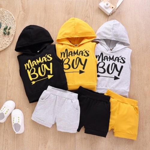 Baby Clothing Set Kids Letter Print Clothes Boys Girl Top+ Shorts Clothing Set