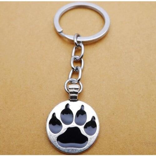 Fashion Keychain 28x21mm Dog Panda Claw Silver Pendant DIY Men’s Jewelry Car Keychain Ring Holder Souvenir