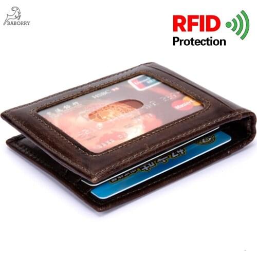 Fashion Smooth Soft Purse Mens Wallet Dollar Bag First Layer Cowhide Purse Anti-theft RFID Purse