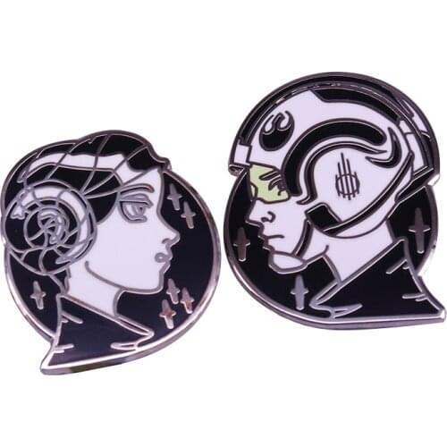 Galactic Force Fighting Twins Male and Female Pin Set Space Shooter Game Jewelry