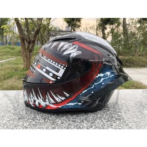 New arrival Venom Helmet Full Face Motorcycle Single Lens Racing Helmet With Big Spoiler Gold Visor Safety Hat