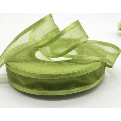 Wholesale 5Yards 1"(25mm) Army green Broadside Organza Ribbon Bow Wedding Christmas Party Wrapping Decoration Lace Crafts