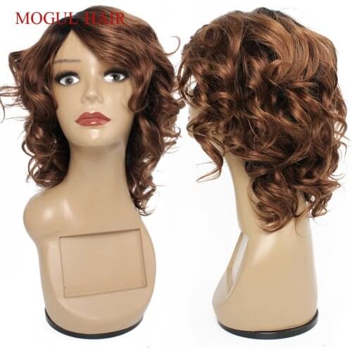 MogulHair Human Hair Wigs Cheap Machine Made Wig Ombre Black Auburn Honey Blonde Burgundy Romance Curl Short Body Wave Remy Hair