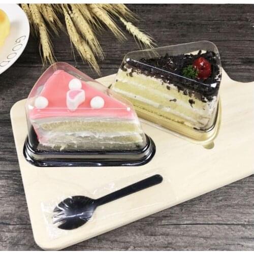 New Arrival Plastic Clear Disposable Cake Box Single Individual 8 Inch Triangle Cake Boxes Food Dessert Packaging SN3100