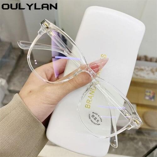 Oulylan Transparent Eyeglasses Women Men Anti Blue Light Glasses Frames Student Computer Goggles Simple Optical Myopia Frames
