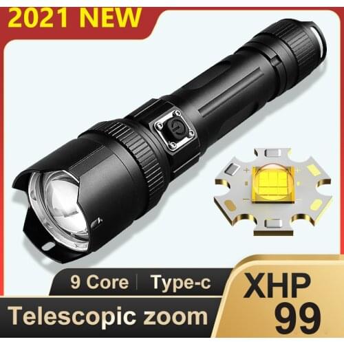 Drop Shipping Super Bright Rechargeable LED Flashlight 18650 USB Powerful Tactical Flashlight Torch Light XHP99 Hunting Lantern