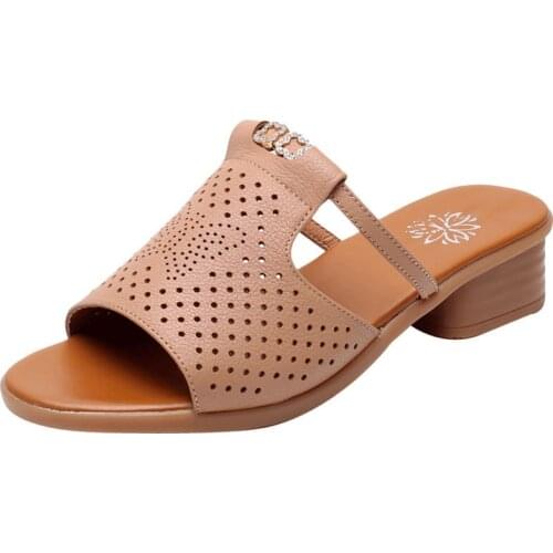 Grain Leather Fluffy Muller Lazy Sandals Shoes Fashion Square Toe Women Slippers Size 35-43