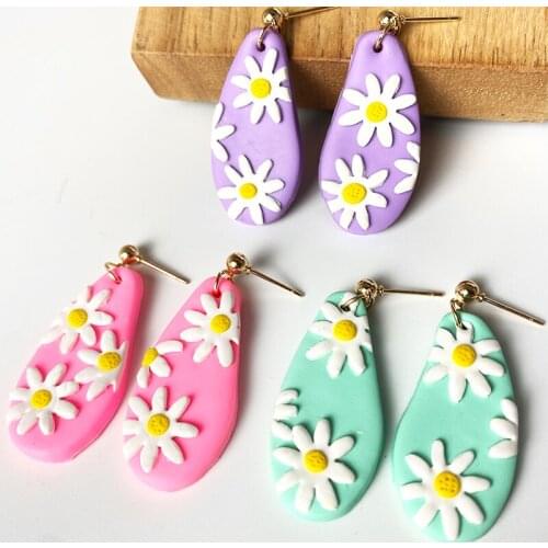 Clay Earrings Fashion Jewelry Summer Flower Originality Casual Multicolor Big Drop Dangle Polymer Clay Earrings for Gift Holiday